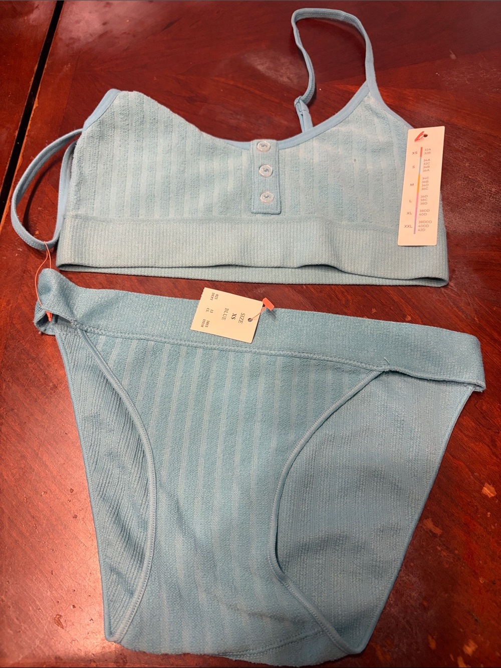 Colsie Light Blue Ribbed Bralette & Bikini Set